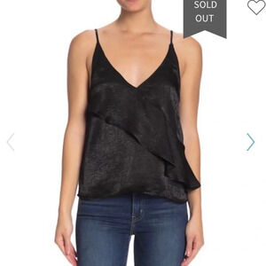 Abound NWT Black Shimmer Ruffle Front V-neck Tank Top XXsmall Women’s